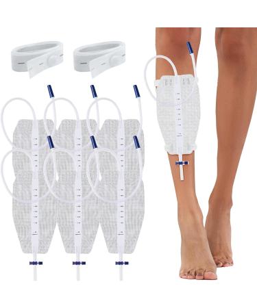 Heagimed Catheter Leg Bags 750ml Urinary Drainage Leg Bag Urine Collection Bag with 2 Leg Straps Anti-Reflux Valve (6 Pack) 6pcs catheter leg bags - Buy Online on GoSupps.com