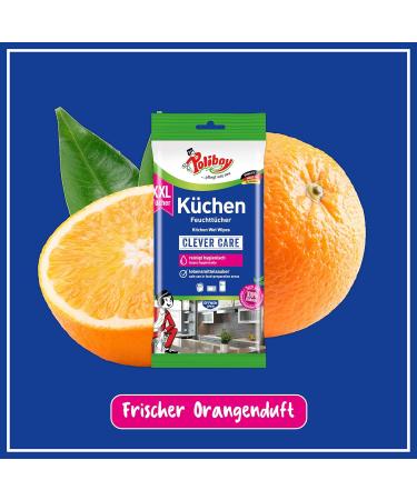 Poliboy XXL Kitchen Wet Wipes - All-Purpose Cleaning Towels with Orange Fragrance - 2 Pack (48 Towels) - Made in Germany - International Shipping Available - Buy Online on GoSupps.com