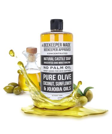 Beekeeper Made Natural Castile Soap | 32 fl oz | Palm Oil Free | 8 Ingredients | Olive, Coconut & Sunflower Oils | GMO Free | For Sensitive Skin | Lavender Scent | Made in USA - Buy Online on GoSupps.com