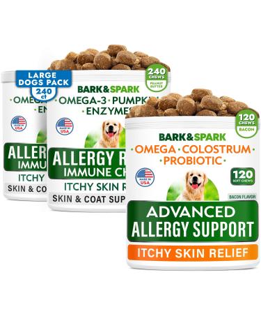 Allergy Relief + Advanced Allergy Bundle - Anti-Itch&Hot Spots + Itchy Skin Relief Pills - Omega 3 + Pumpkin+ Enzymes + Probiotics - Immune Supplement + Anti Itching Licking - 360 Chews - Made in USA