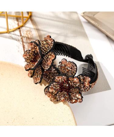Rhinestone Hair Clip 4-Pack for Women Rhinestone Flower Hairpin Set for Girls Hair Claws and Bun Holders - Buy Online on GoSupps.com
