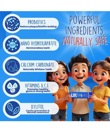 LOL Kids Toothpaste 3-Flavor Pack | Nano Hydroxyapatite Toothpaste Probiotics Vitamins A C E | Safe if Swallowed No SLS | 1 Peppermint 1 Strawberry & 1 Cinnamon - Buy Online on GoSupps.com