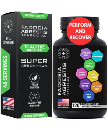 Fadogia Agrestis and Tongkat Ali Supplement - Fadogia Agrestis 600mg Longjack Tongkat Ali for Men and Women 500mg Saw Palmetto Ashwagandha Maca Fenugreek - Performance Drive Strength - 120 Caps