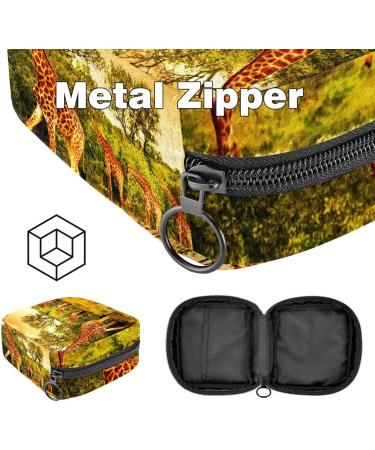 Stylish Menstruation Pad Bag with Zipper | Women's Tampon & Napkin Bag | South African Giraffe Design - Buy Online on GoSupps.com