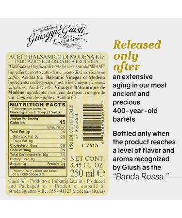 Giusti - Balsamic Vinegar of Modena IGP - 5 Gold Medals - 250ml Cubica - Buy Online on GoSupps.com