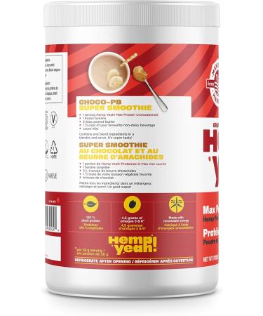 Manitoba Harvest Hemp Organic Max Protein Powder Unsweetened 454g with 20g protein and 4.5g Omegas 3/6 per Serving - Buy Online on GoSupps.com