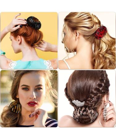 Vintage Geometric Hair Loops Set - Retractable Ponytail Holder Clips for Women/Girls - Bird Nest Design - Hair Accessory/Bun Maker/Styling Tool - 4 Pieces - Buy Online on GoSupps.com