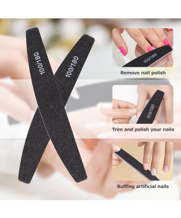 20 Piece Professional Nail File Set - 100/180 Grit Double-Sided Files for Gel & Natural Nails | Reusable for Nail Studios & DIY Nail Art | Black - Buy Online on GoSupps.com