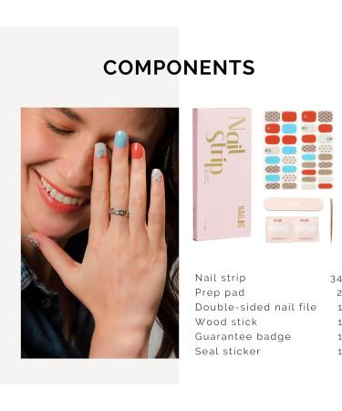 NAILOG Semi Cured Gel Nail Strips - 34 pcs Salon-Quality Nail Stickers for Long-Lasting Gel Finish - Buy Online on GoSupps.com