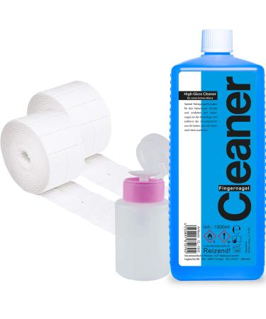 Cleaner Set 1000ml + Dispenser Pump Bottle + 1000 Cellulose Pads (2 rolls of 500 each)