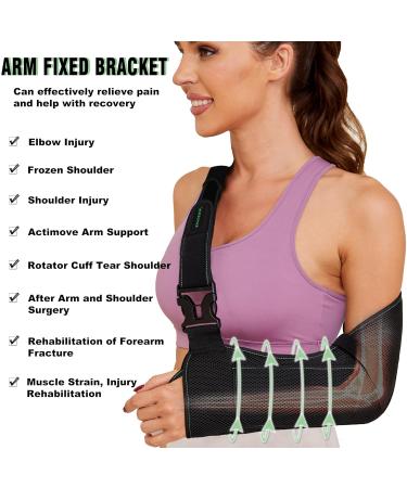 Arm Sling Shoulder Injury Immobilizer for Men & Women - Medical Support Brace for Rotator Cuff Clavicle Fracture Post-Surgery | Medium Size Black - Buy Online on GoSupps.com