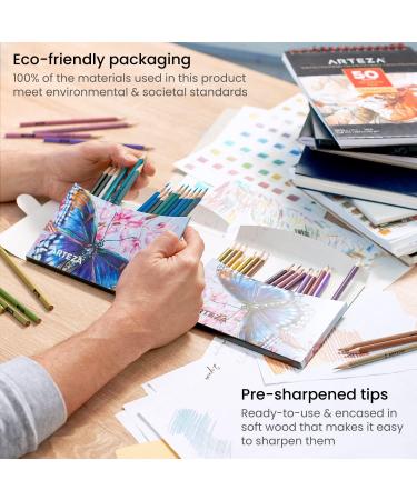 ARTEZA Metallic Colored Pencils - Set of 50 Triangular Grip Drawing Pencils - Buy Online on GoSupps.com
