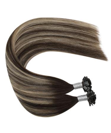 UGEAT REAL HAIR REMY Flat Tip Bonding Strands - Keratin Glue Sticks (50g 20 inch) - Dark Brown to Ash Blonde #4/18/4 - Premium Quality Hair Extensions - Buy Online on GoSupps.com