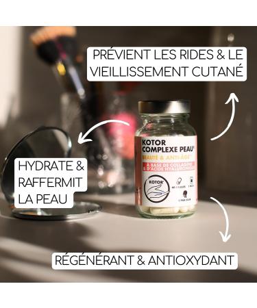 KOTOR Skin Complex | Marine Collagen + Hyaluronic Acid | Anti Wrinkles Anti Aging Smooth and Firming Skin | + Vitamin C + Selenium | 60 Capsules | Vegan | Made in France - Buy Online on GoSupps.com