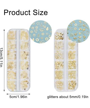 NICENEEDED 2 Boxes Christmas Nail Art Sequins 3D Snowflake Snowman Bell Elk Design Nail Glitters Holographic Laser Gold Xmas Nail Art Flakes for Christmas Party Nail Decoration - Buy Online on GoSupps.com