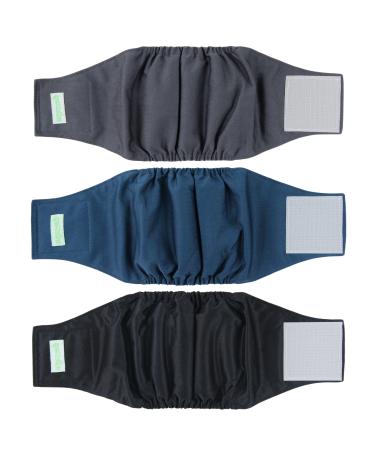 wegreeco Washable Dog Diapers - Washable Male Dog Belly Wrap - Pack of 3 Small (11" to 14") Black, Charcoal, Navy - Buy Online on GoSupps.com