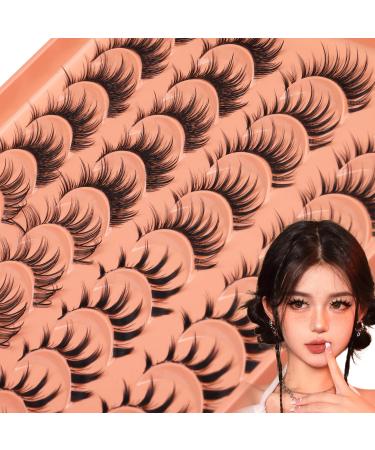 Mange Lashes 20 Pairs Natural Eyelashes Fluffy Individual Anime Eyelashes Extensions DIY Cluster Lashes Clear Band Wispy Curl Strip Eye Lashes Pack Volume False Eyelashes 4 Styles by Newcally
