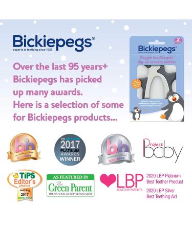Bickiepegs Peggie the Penguin Sensory Bite Toy | Dental Aid for Babies & Toddlers | Front Gray & White Clip-On Teether - Buy Online on GoSupps.com