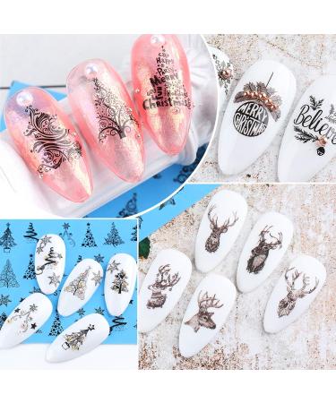 48 Sheets Christmas Water Transfer Nail Art Stickers Women Nail Decals for Gel Nails Butterflies Santa Claus Christmas Tree Elk Snowflakes - Buy Online on GoSupps.com