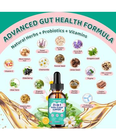 21 in 1 Herbal Gut Cleanse Drops Wormwood Black Walnut Zeolite Chlorella 10B Probiotics & Clove Supports Digestive Health Liquid Detox for Adults & Kids Alcohol-Free Strawberry Flavor 2oz Strawberry 2 Fl Oz (Pack  - Buy Online on GoSupps.com