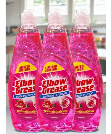 3 pack Elbow Grease Washing Up Liquid Pink Blush Limited Edition 600ml