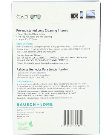 Bausch & Lomb Sight Savers Lens Cleaning Tissues - 200 Count (2 x 100) Pack - Buy Online on GoSupps.com