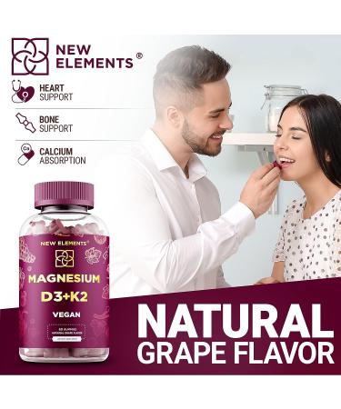 Calm Magnesium Gummies 500mg with Vitamin D3 & K2 - Relaxation Supplement for Adults - Vegan & Gluten-Free - Natural Grape Flavor - Buy Online on GoSupps.com