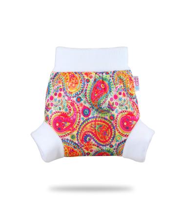 Petit Lulu Pull Up Cloth Nappy Wrap | Size M | Washable Diaper Wrap | Reusable Cloth Nappies | Made in Europe (Colourful Orient)