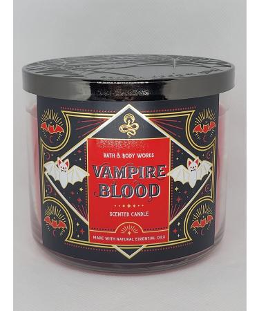Bath & Body Works White Barn 3-Wick Candle w/Essential Oils - 14.5 oz - 2021 Halloween! (Vampire Blood)