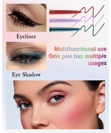 Yellow & Green Gel Eyeliner 2 Colors Eyeliner Crayon Pencil Waterproof Long Wear Smudge-Proof Retractable Eyeliner Pen Matte Cream Waterline Eyeliner Delineador De Ojos Eye Makeup for Festival(05+07) - Buy Online on GoSupps.com