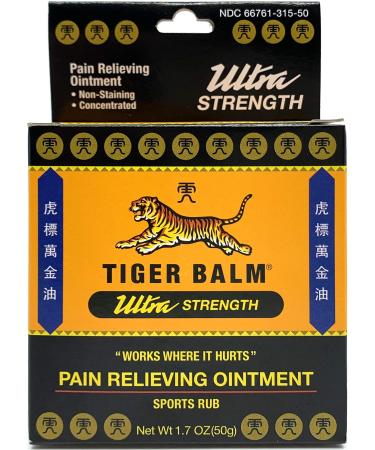 Tiger Balm Pain Relieving Ointment, Sports Ultra, 50g  Professional Size  Sports Rub Ultra Strength  Relief for Hand Arthritis Ultra 1.7 Ounce (Pack of 1)