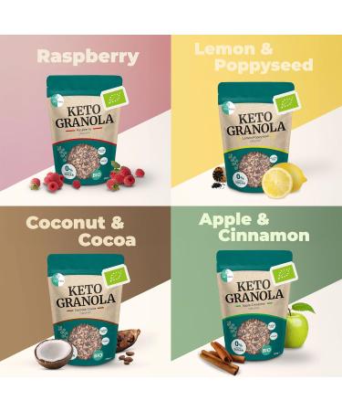 Go-Keto BIO Keto Granola Raspberry 6x 290g - Keto Muesli for a delicious Keto breakfast with coconut chips n - Buy Online on GoSupps.com