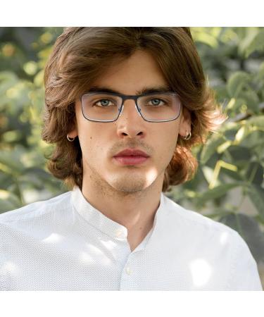 Litima Men's Reading Glasses - 3-Piece Set Rectangle Frame Spring Hinge Blue Light Filter UV Protection Gray/Leopard Pattern - Visual Aid 1.25x - Buy Online on GoSupps.com