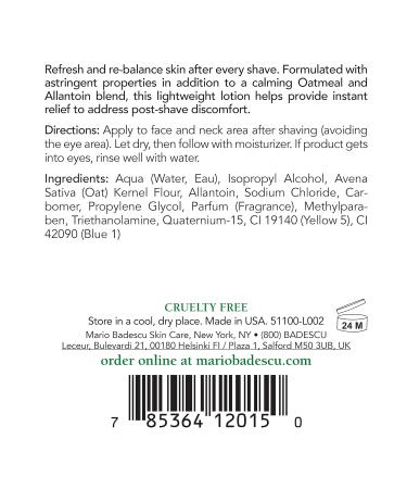 Buy Mario Badescu Protein After Shave Lotion - Oatmeal Formula for Face Body & Bikini - Lightweight Oil-Free Skincare for Razor Burn & Ingrown Hair - 4 Fl Oz - Buy Online on GoSupps.com