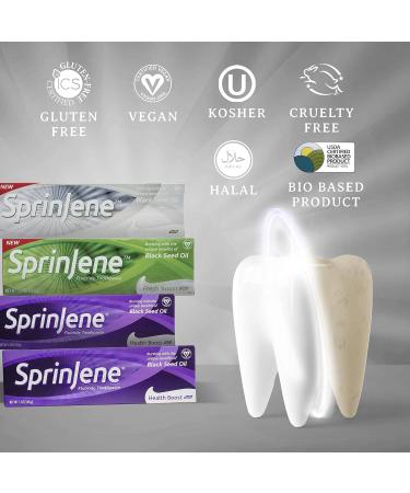 SprinJene Natural Fluoride Toothpaste for Adults - Fight Gingivitis & Tartar with Black Seed Oil Zinc Xylitol & Acacia Gum - Best White & Health Boost Formula - Buy Online on GoSupps.com