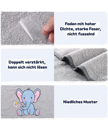 Yosemy 100% Cotton Hooded Baby Towel Poncho - Soft & Absorbent Bathing Towel for Children 0-3 Years - Light Gray Elephant Design - Buy Online on GoSupps.com