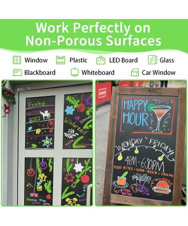 Jumbo Chalk Window Markers - 8 Washable Colors for Cars, Glass & Chalkboards - Buy Online on GoSupps.com