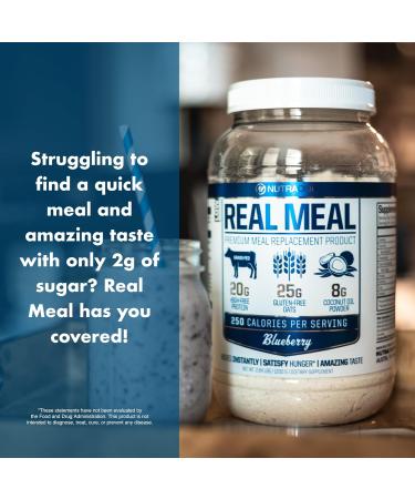Real Meal by NutraOne - Perfect Meal Replacement Powder for Everyday Goals | Including Whey Protein Coconut Oil and Gluten-Free Oats* (Blueberry 2.6 lbs.) - Buy Online on GoSupps.com