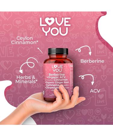 Love You Berberine Complex with Ceylon Cinnamon Organic ACV with The Mother Gymnema Ginger & Chromium | 2 356 mg Eq. per Serving | 120 Vegan Capsules | Herbal Supplement Made in USA - Buy Online on GoSupps.com