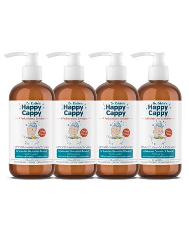 Happy Cappy Medicated Shampoo for Children, Treats Dandruff & Seborrheic Dermatitis, Clinically Tested, No Fragrance, Stops Flakes & Redness on Sensitive Scalps and Skin, 8 oz (Pack of 4) Four 8 Ounce bottles