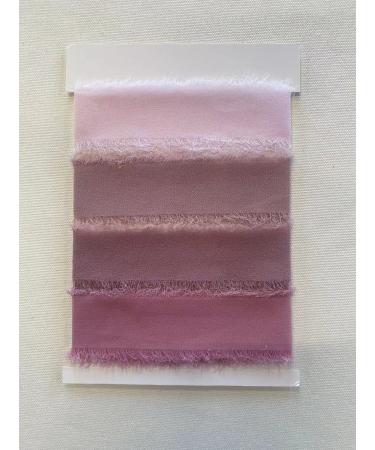 FLORRA TALK Chiffon Silk-Like Ribbon Handmade Fringe Ribbon 1.5 x 1.5Yd Blush Ribbons for Wedding Invitations Bridal Bouquets  Decorations Gifts Wrapping Bow Making (Blush Romantic Garden)