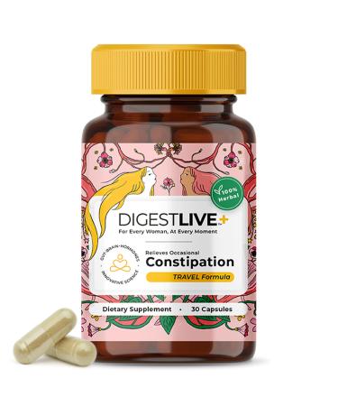 DigestLive Women's Constipation Relief Laxative for Travel 30 Capsules 100% Herbal Stool Softener - Female Gentle Natural Colon Cleanse Detox Bloating & Gas Fast-Acting Vegan Gluten & GMO-Free