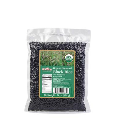 ONETANG Organic Steamed Black Rice, Vegan No Additives Gluten-Free USDA EU Certified Organic Non-GMO Black Rice 16oz