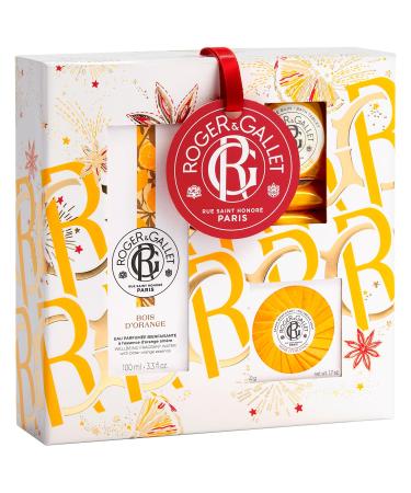 ROGER & GALLET Bois d'Orange Gift Set| Orange Wood | 3.3 fl oz Spray| 1.7 oz Soap | Bath Tablets Orange Wood Gift Set