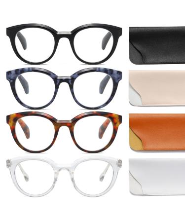 LOUOL 4 Pack Readers for Women Reading Glasses Blue Light Blocking Anti UV Ray Glare Fatigue Eyeglasses Fashion 4 Colors 4 Pack Mix 2.0 x