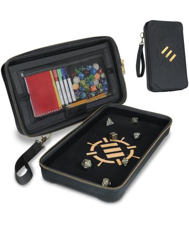 ENHANCE Tabletop Community DND Dice Case and Dice Rolling Tray - Dice Holder and Storage for up to 500 RPG Dice with Rugged Protective Design, Soft Interior, and Organizer Pockets (500 Dice Capacity)