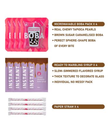 O's Bubble Instant Boba Kit | Marbling Boba Tea Kit with Tapioca Pearl & Syrup | Vegan & Gluten-Free | Taro Flavor (Pack of 4) - Buy Online on GoSupps.com
