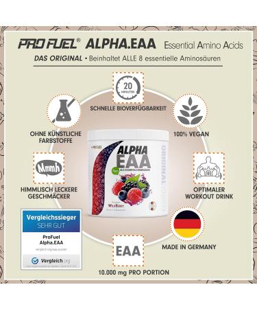Alpha EAA Pulver 462g Wild Berry - Vegan Essential Amino Acids Powder | Delicious EAA Drink for Optimal Performance | Made in Germany - Buy Online on GoSupps.com
