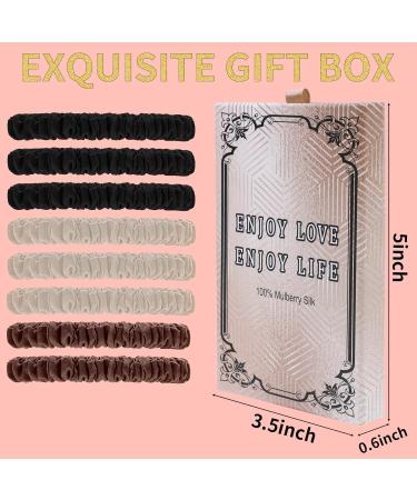 8-Piece Pure Mulberry Silk Hair Tie Set for Women & Girls - Black Satin Sleep Ties for All Hair Types - Buy Online on GoSupps.com